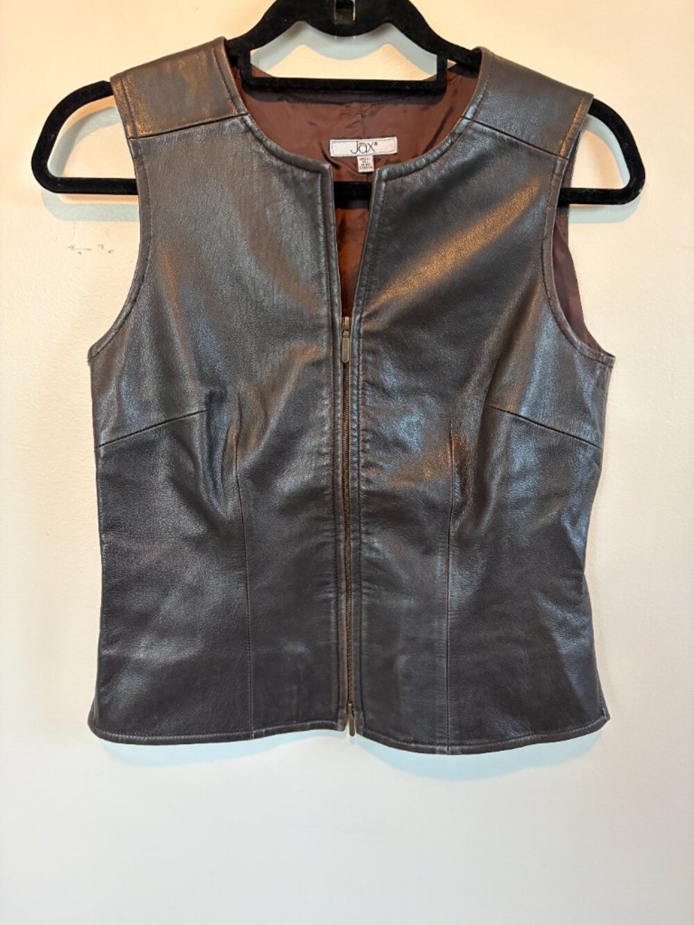 Vintage Jax Brown Lamb Leather Vest | Size 6